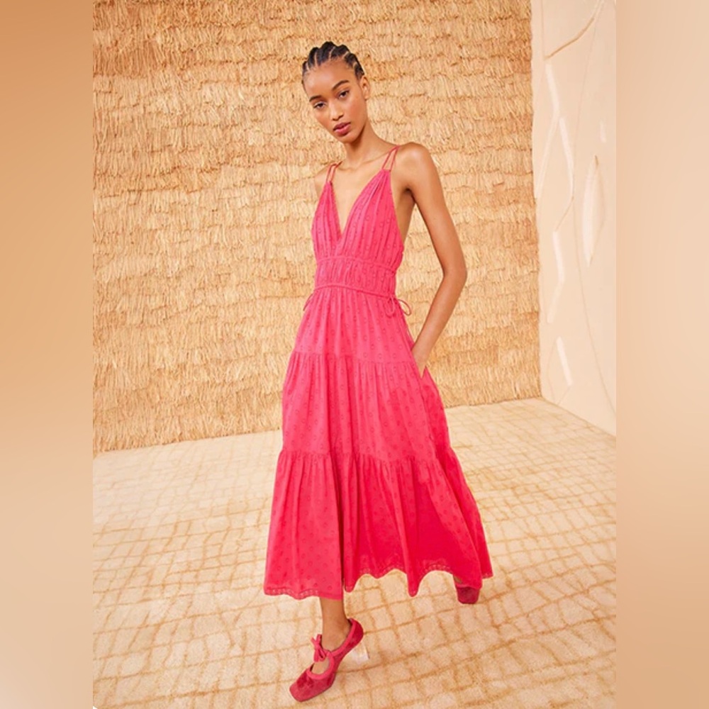 NWT Ulla Johnson Pink Freya Cotton Maxi Dress